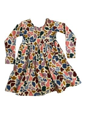 Hanna Andersson Multicolor Shapes Girls Skater Dress Long-sleeve Size 6-7